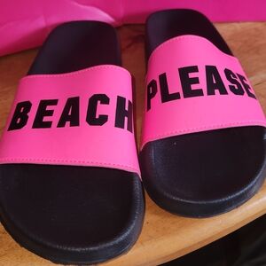 PINK Victoria's Secret Slide Sandals - Black and Pink